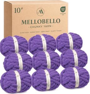 Jumbo Chunky Yarn for Hand Knitting - #10 Chunky Chenille Yarn for Crocheting Blankets,Super Soft Bulky Fluffy Yarn,9 Jumbo Pack(22yds,8oz Each Skein) Blue Iris