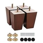 4 Inch Wood Sofa Legs Solid Replacement Couch Feet for Sofa Armchair Heavy Duty Square Tapered Walnut Finish