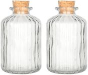 Magic Season Decorative Glass Bottles (5 fl. oz Vertical Stripes Round Bottles / 2 Pcs)