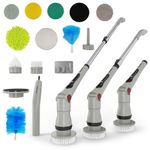 BUILDSKILL 13 in 1 Advanced Electric Spin Scrubber with LED Display | IPX6 Waterproof | 3 Speeds | 4 Angles | Telescopic SS Handle | 2.5Ah Type-C| Tiles, Slabs, Car & Bathroom Cleaning Brush Electric