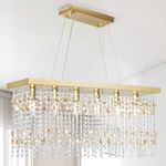 YITAHOME Rectangle Crystal Chandelier, 40'' Modern Adjustable Island Pendant Light Fixtures for Dining Room, Kitchen, Living Room, Gold