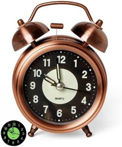 KBR Vintage Alarm Clock for Student Heavy Sleepers, Super Loud & Twin Bell Retro Quartz with Backlight, Luminous Alarm for Students Bedroom/Office (Copper)