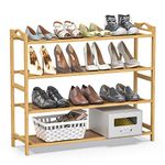 Lesfit Shoe Rack, 4 Tier Bamboo Shoe Rack Storage