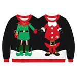 FeMereina Women Men Ugly Couple Matching Christmas Chunky Sweaters Soft, Christmas Reindeer Funny Ugly Tops Christmas Holiday Sweatshirts (Black, OneSize)