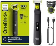 Norelco Philips OneBlade 360 Pro Hybrid Electric Shaver & Trimmer, with 12-in-1 Comb, QP6531/70