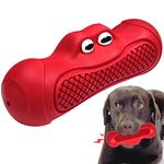 Indestructible Dog Toys for Aggressive Chewers, Squeaky Dog Chew Toys for Large Medium Small Interactive Dog Toy Natural Rubber Dog Toothbrush Dog Birthday Gift, Red