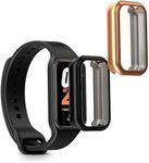 kwmobile Case Compatible with Xiaomi Smart Band 8 Active/Redmi Band 2 Case - 2X TPU Silicone Fitness Tracker Cover - Black/Rose Gold