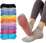 9 pairs Pilates Socks Yoga Socks Women, Grip Non-Slip Ballet Gym Trampolines running barefoot Sticky Gripper Workout with Arch Support floor Breathable Soft summer thin section Sport Socks