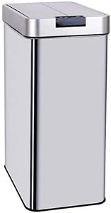 Poubelle de cuisine automatique 70L SILVERLAKE en acier Inox avec cerclage Ouverture papillon grande capacité