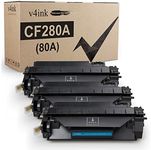 v4ink 3PK Compatible CF280A CRG119 Toner Cartridge Replacement for HP 80A CF280A Toner Cartridge Black Ink for HP Pro 400 M401N M401DN M401DNE M401DW HP MFP M425DN M425DW Printer