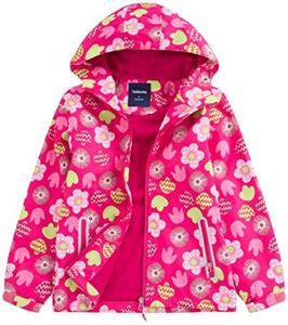 M2C Girls Outdoor Floral Fleece Lined Light Windproof Jacket with Hood 7-8 Yrs Rose