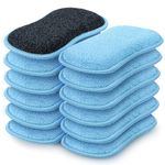 12 Pack Multi-Purpose Scrub Sponges Kitchen, Dish Sponge, Non-Scratch Microfiber Sponge for Efficiently Cleaning Dishes, Pots, and Pans, and More (Blue)