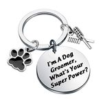 Dog Groomer Gifts Pet Grooming Jewelry Paw Print Charm Keychain for Pet Groomer Thank You Gift (Power-Dog groomerKS)