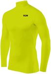 TCA Men's HyperFusion Compression Base Layer Top Long Sleeve Under Shirt - Mock Neck - Lime Punch, XX-Large