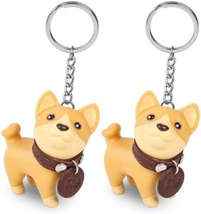 DomeStar 2PCS Cute Dog Key Chains, Shiba Inu Keyring Keychain for Boys Girls Kids Children Adults Super Adorable Dog Key Ring