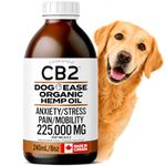 CB2 Hemp Oil for Dogs [225,000mg / 240mL / Organic] - Natural Hip and Joint Supplement for Dogs - Calming Anxiety Relief - Extra Strength for Pain, Inflammation, Arthritis, Stress, Aggression
