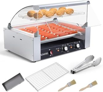 Hot Dog Roller, 24 Hot Dogs 9 Rollers Grill Cooker Machine With Removable Stainless Steel Drip Tray Stainless Steel With Cover, Dual Temp Control, Led Light, Perfect for Commercial And Party