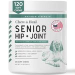 Glucosamine for Dogs Hip and Joint Supplement - 120 Soft Chews for Senior Dogs with Glucosamine, Chondroitin, MSM, Vitamin C, and Omegas - for Mobility, Cartilage, and Joint Health