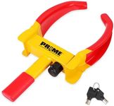 PR1ME Trailer Wheel Lock Clamp, Universal Wheel Clamp Lock, Adjustable Heavy-Duty Security Tires Anti-Theft Lock, for Trailers SUV Boats ATVs Motorcycles Golf Cart with 2 Keys (Yellow-red)