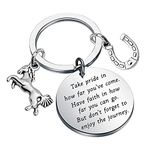 FUSTMW Horse Keychain Gifts Horse Lover Gifts for Horse Rider Equestrian Gifts Take Pride in How Far You Have Come, Silver, Small