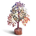 PREK Crystals Gemstones, Seven Chakra Crystal Tree Good Luck Show Pieces for Home Decor Items Decoration Bonsai Money Tree Plant Marriage Gift, Size 10-12 inches, Multicolor Golden Wire