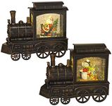 Train Musical Christmas Winter Scene Spinning Glitter Water Snow Globe Lanterns