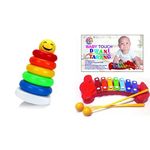 TOYZTREND Junior Smiley Stacking Multicolour 5 Rings for Toddlers & Musical Dwani Tarang Xylophone for Kids (Assorted Colours),Pack of 2