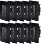 NineLeaf 10 Pack 15A 125V Weather-Resistant（WR） GFCI Outlet Receptacles Slim Design LED Indicator Decorative Wall Plates and Screws Included ETL Certified Black