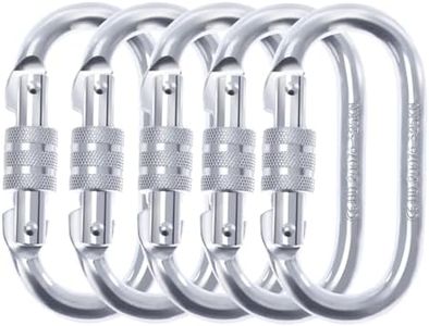 Heavy Duty Carabiner Clip Climbing Carabiner(25kn=5600lbs), Screw Locking Heavy Duty Safety Caribeener Clips Multipurpose for Climbing, Rigging, Ropes, Hammocks (O Shape, 5pack)