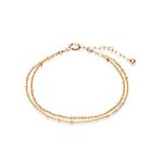 Annika Bella Double-Stranded Gold Bracelet, Length 6.5-7.5 Inches, Thin Satellite Chain Layer Bracelets for Women, Bracelets, Minimalist Arm Jewelry, Handmade Gift for Her (Dotted Chain)