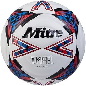 Mitre Impel Ballon de Football, Futsal | Ballon d’intérieur à Faible Rebond, Blanc/Noir/Rouge (Bib Red), 4, 63,5-66 cm