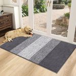 Vaukki Indoor Doormat Entryway Door Rug, Non Slip Absorbent Mud Trapper Mats, Low-Profile Inside Floor Mats, Soft Machine Washable Small Rugs Door Carpet for Entryway (Grey, 32''x48'')