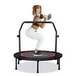 KENSONE 40" Mini Trampoline for Adults Kids Foldable Fitness Exercise Rebounder for Indoor Outdoor Use with Adjustable Foam Handle, Max Load 330 lbs