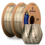 JUSTMAKER PLA Silk 3D Printer Filament, Upgrade Cardboard Spool, Silk Shiny Filament, Dimensional Accuracy +/-0.03mm, 1.75mm, 1KGx2, Bronze