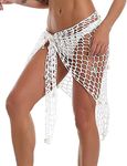 Cooriho Swimsuit Coverups for Women 2024, Hollow Out Crochet Cover Up Triangle Shawl Wrap Scarf Sarong Pareo Beach Wrap Fishnet Skirt