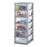 Iris Ohyama, Plastic Drawers Storage Unit, Plastic Storage Drawers, A4 Format, H72.5cm/6 Drawers, BPA Free, Grey, W35.5 x D26 x H72.5cm, OCH-2006