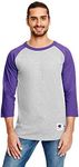 5.2 oz. Champion« Raglan T-Shirt - OXF GRY HT/ PURP - M