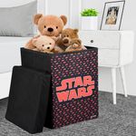 Kuber Industries Star Wars Toy Storage Box | Laundry Basket for Toys | Folding Laundry Basket | Clothes Hamper with Lid & Handles | Storage Basket for Bathroom | 60 LTR | Black