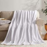 KMUSET Fleece Blanket White Queen Size Lightweight Cozy Plush Microfiber Solid Blanket