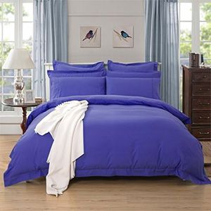 Tailored 1000TC Ultra Soft Quilt Cover/Doona Cover/Duvet Cover Set in Solid Plain Color (King Single, Royal Blue)