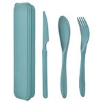 Noewmub Travel Utensils with Case, Reusable Plastic Cutlery, Travel Cutlery Set, Flatware Set for Travel Work School Picnic Camping or Daily Use (Green)