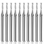 HQMaster CNC Router Bits 1/8" Shank CNC Bit End Mill Flat Nose Carbide Endmill Two Flute Spiral Upcut Milling Cutter Tool Set for Wood PVC MDF Hardwood 10Pcs (1.5mm)