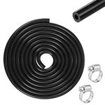 3 Meter Vacuum Silicone Tube, OD 8MM High Performance Silicone Tubing, Flexible Vacuum Hose 115PSI Max Pressure, Black Silicone Pipe with 2 Clamps for Air Water Transfer (ID 4mm, OD 8mm)