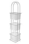 HOMION 3 Tier Free Standing Bathroom Shower Caddy Double Wire Plastic Basket Organiser Square White baskets