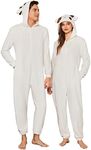 Ekouaer Unisex Adult Animal Onesie One Piece Fleece Pajamas Halloween Costume Sleepwear Homewear Goat S