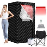 AMOCANE Portable Steam Sauna with 660nm Red Light Therapy Lamp, Infrared Saunas Tent with 3L Steamer, Personal Heat Box with Remote Control & Large Folding Chair, Indoor Home Spa for Detox