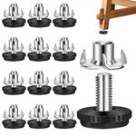 Supkiir 24Pcs 5/16”-18 Thread Furniture Leveling Feet, Stainless Steel Screw in Adjustable Table Feet Outdoor, Patio Furniture Levelers for Table and Chair Legs Cabinet Patio with T-Nuts
