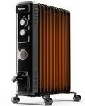 Pro Breeze® Oil Filled Radiator with 11 Fins - Slim Electric Radiator - Portable Oil Heater with Built-in 24 Hour Timer, 3 Heat Settings, Adjustable Thermostat & Safety Cut-Off - Black