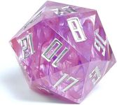 Cosmic Pink 55MM Sharp Edge Die: Hand Poured Cast Resin Extra-Large D20 - Lightweight & Stellar for Intergalactic Adventures