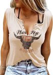 Not My First Rodeo Tank Women Rodeo Shirt Country Shirts Western T Shirt Sleeveless V Neck Ring Hole Cowboy Tank Tops, Apricot-p2, Medium